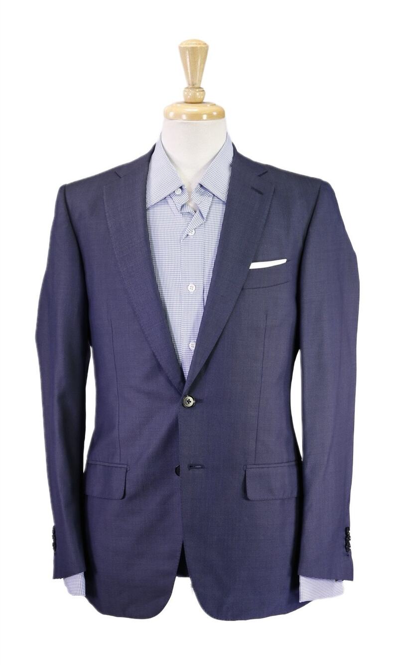 Isaia Napoli Royal Blue Woven Super 130's Wool & Silk 2-Btn Blazer 36S